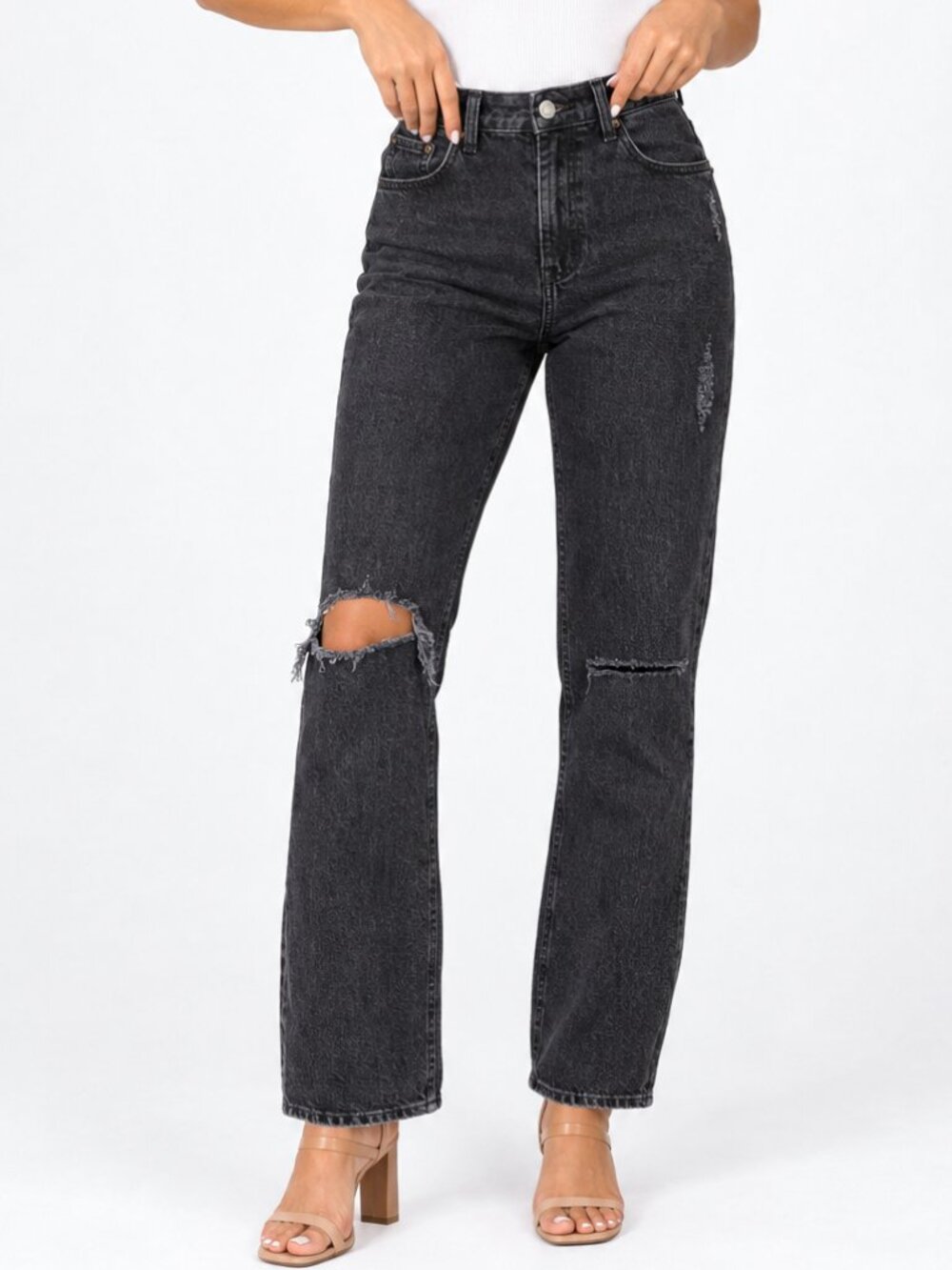 Abercrombie & Fitch 90's Straight Ultra High Rise Jean Black Size 12/31 Long NEW